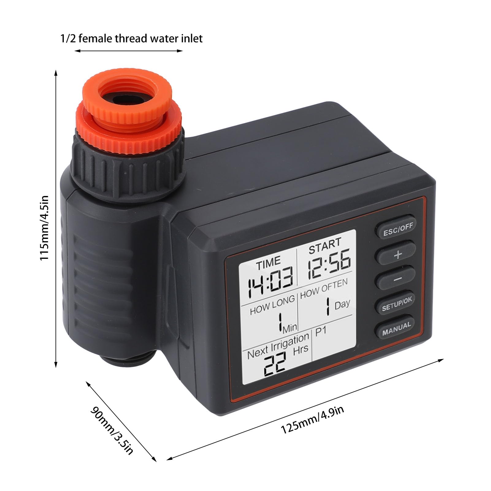 Timer per irrigatore ABS Programmabile Controller automatico per irrigazione Timer per irrigazione intelligente per giardino Prato Balcone 125x90x115mm 410g