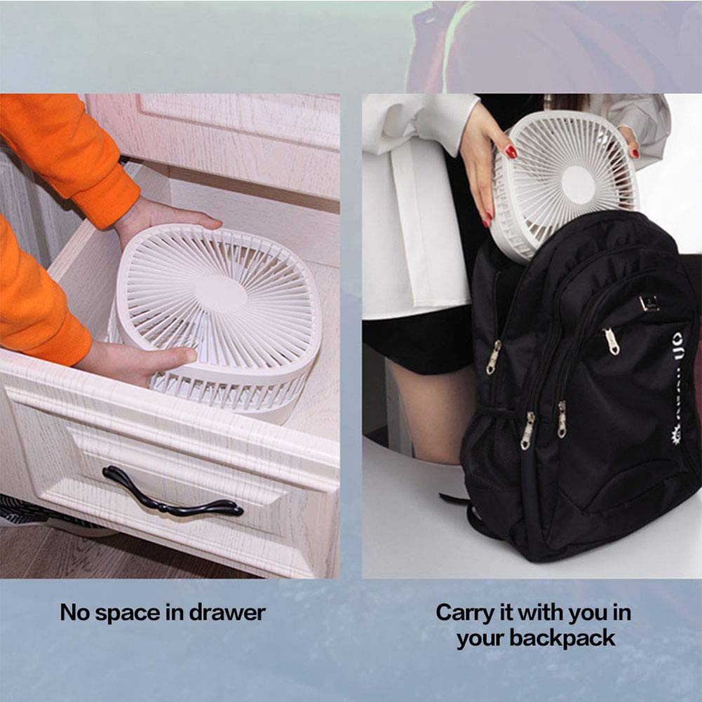 Ventilatore portatile ricaricabile, Ventilatore silenzioso con telecomando, Ventilatore da scrivania USB, Ventilatore elettrico pieghevole per ufficio, casa, campeggio,Bianca