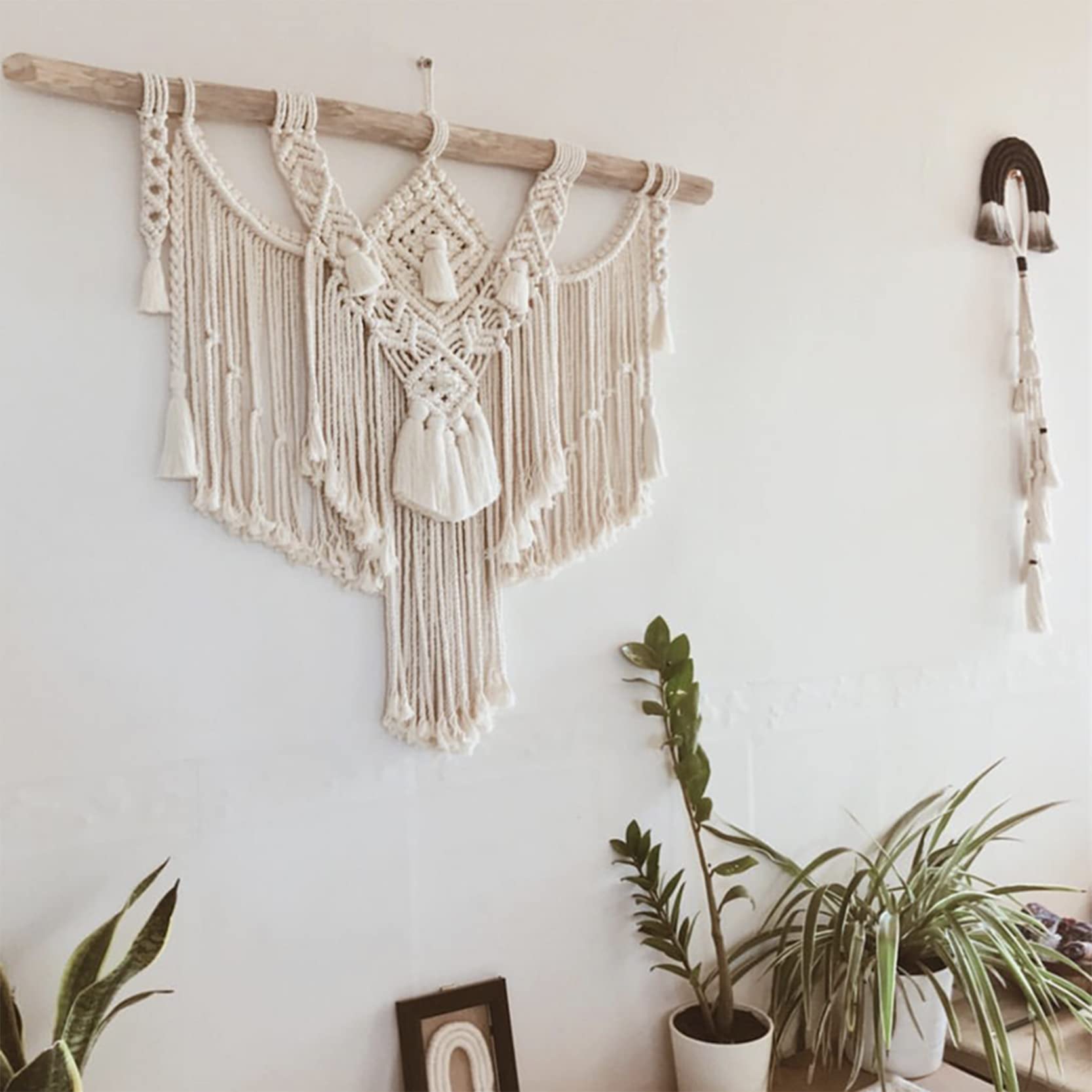 Extra grote macramé wandhanger voor boho slaapkamer en woonkamer