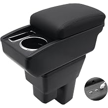 YJYWZH Armrest for Honda Fit Jazz Hatchback 2009-2013 Accessories Arm Rest Box for Car Center Console Organizer Double Layer Storage Space with 3 USB Charging Ports