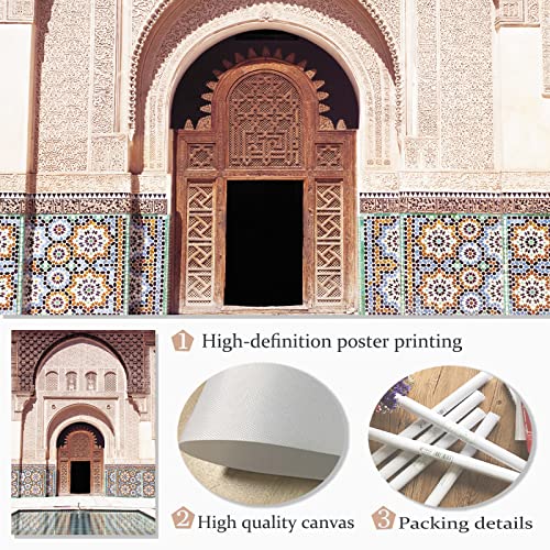 Moroccan Door Art Prints Aqua And Blue Wall Art Architecture Canvas Wall Art Moroccan Door Poster Construction Art Prints Moroccan Canvas Wall Art Moroccan Arch Wall Decor 20X28Inchx3Pcs No Frame #TOP2