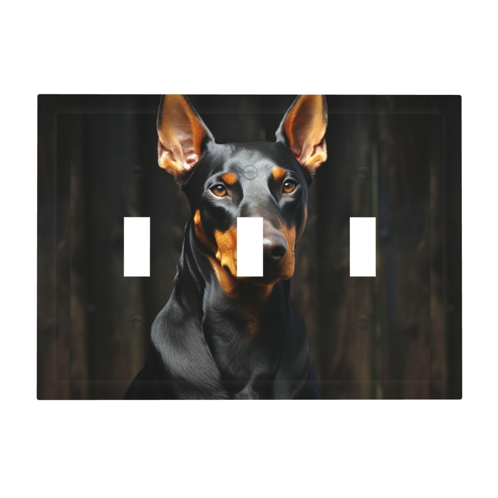 Kloph Doberman Decorator Light Switch Covers Wall Plate 3-Gang Mid Size 6.7" X 4.8" Triple Toggle Switch Wallplate Decorative 3 Gang Wall Switch Plate Covers Polycarbonate Thermoplastic