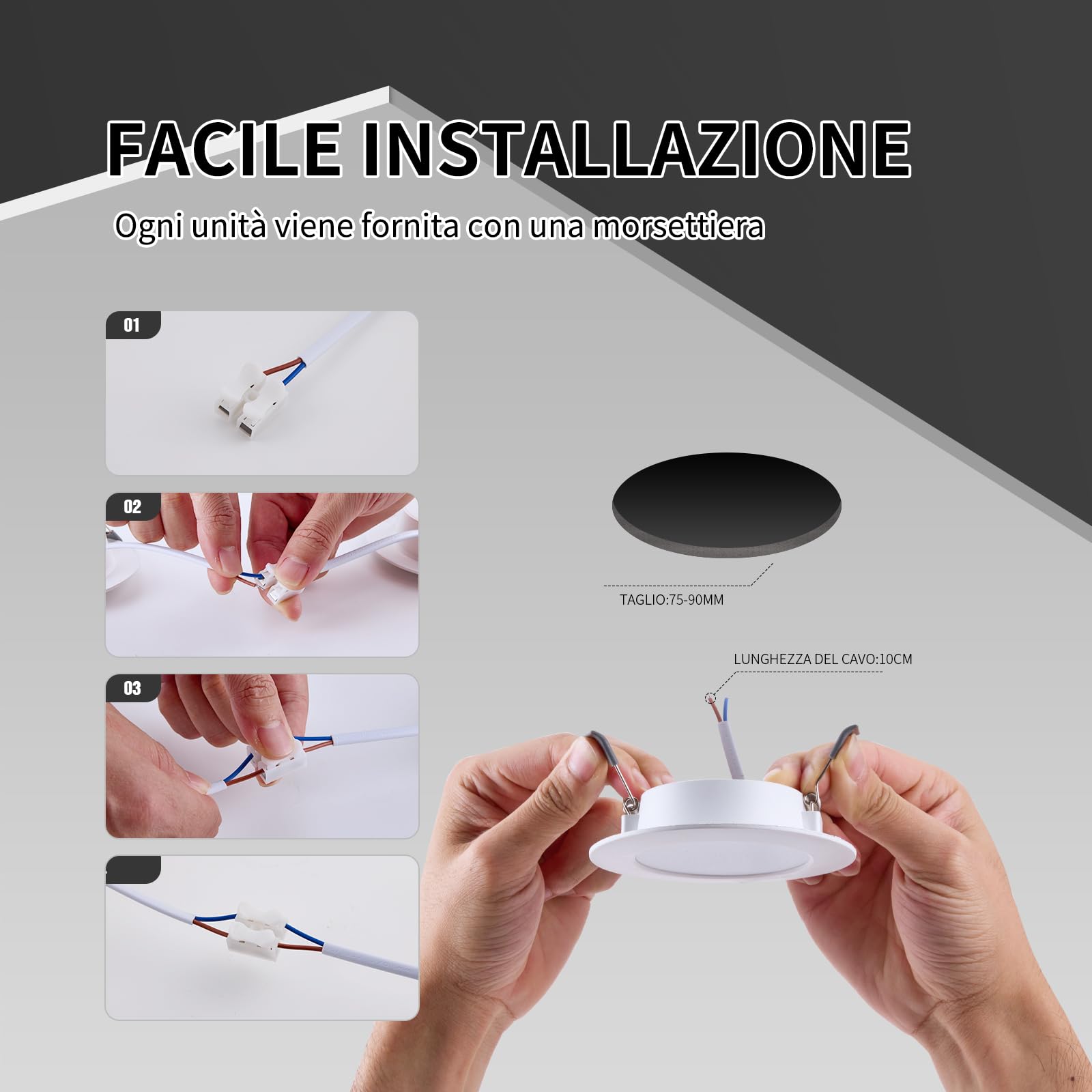 20 Faretti LED Incasso Grebeam 5W - 4000K Bianco Naturale, IP44 Per Bagno/Cucina