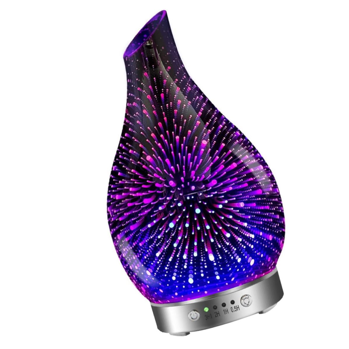 Gadpiparty Geräuschloser 3D Glas Aromatherapie Diffusor mit Farbwechsel Sicherer Öldiffusor Luftbefeuchter aus Glas und Abs für Empfang und Besprechungsräume