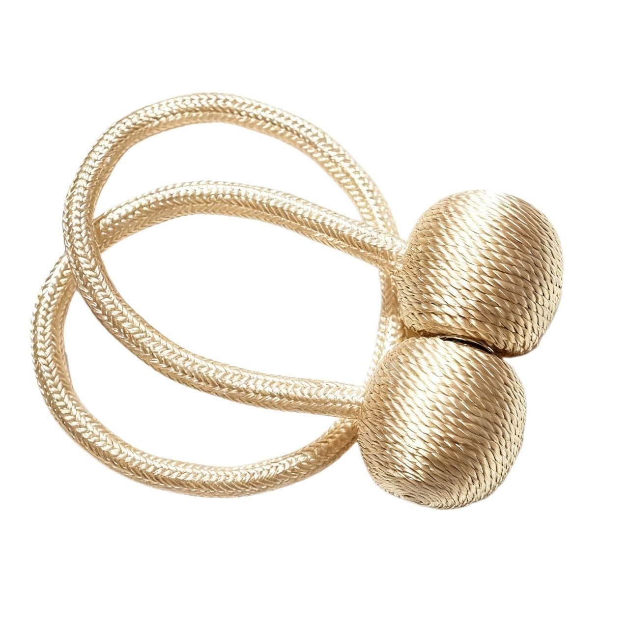 LATEAU Curtain Tiebacks 2pcs Magnetic Curtain Tiebacks, Ball Shape Rope Buckle(Beige)