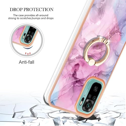 Miniatura 5 de XYX Case Compatible with Xiaomi Redmi Note 10s, TPU Marble Shockproof Bumper Slim Full-Body Protective Phone Case Cover with 360 Rotating Ring
