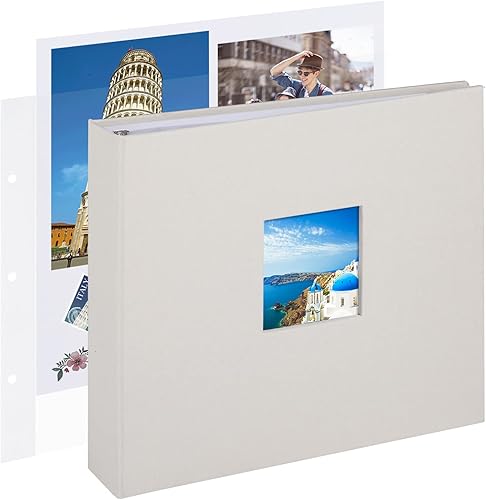 Álbum de fotos de 10 x 10 pulgadas con 3 anillos para manualidades, con 30 fundas de plástico, 60 páginas y cubierta de tela para bebés, viajes,