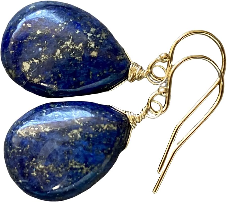 Lapis Lazuli Earrings 14k Gold Filled - December Birthstone Royal Blue Natural Gemstone Dangle Jewelry