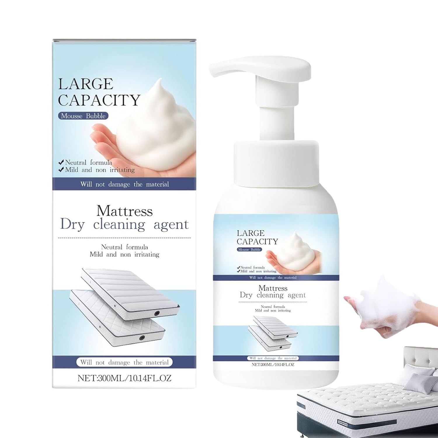 Mattress Cleaner and Stain Remover Powerful Mattress Dry Cleaning Foam No-Scrub Gentle Cleaner Spray for Bed Couch Carpet