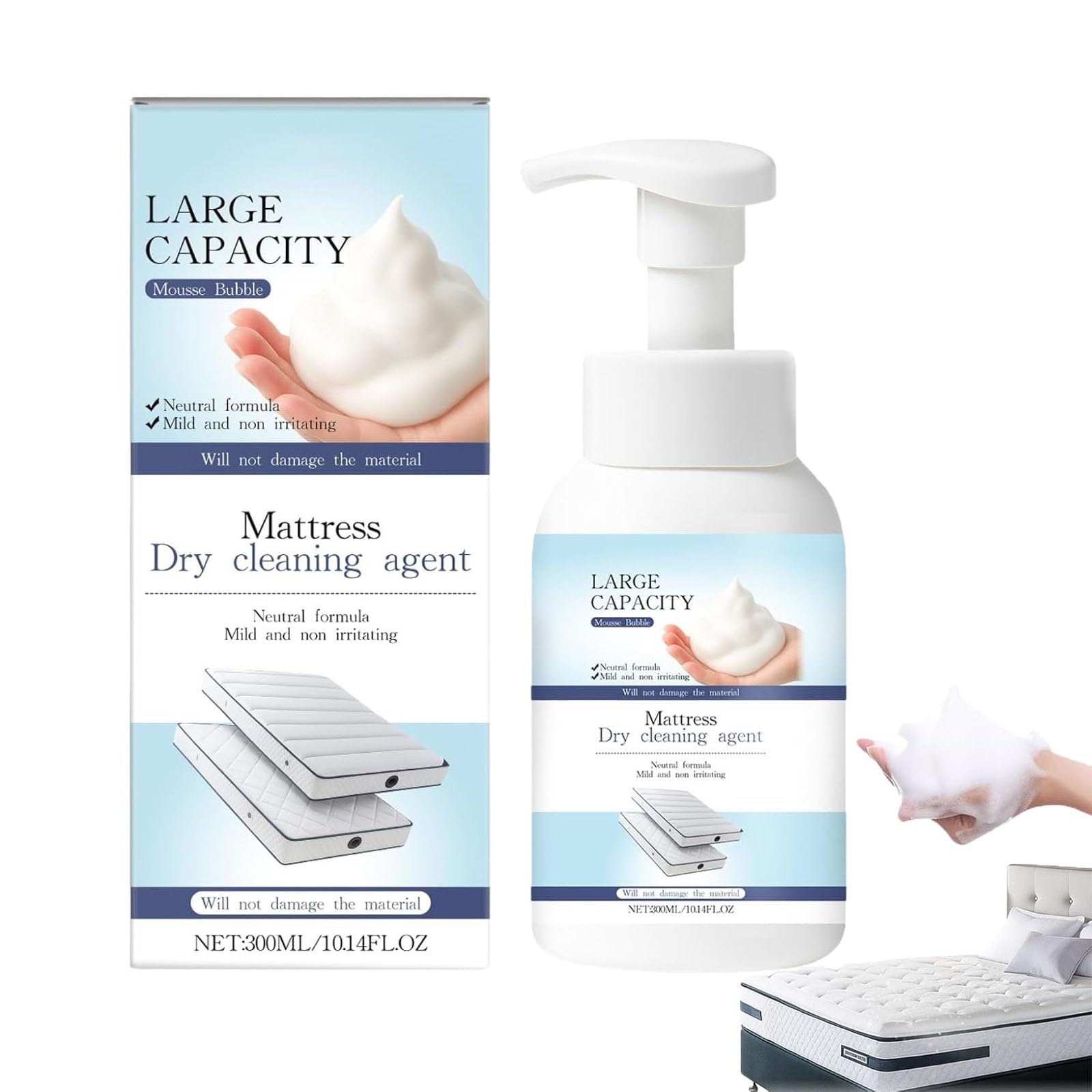 Mattress Cleaner and Stain Remover Powerful Mattress Dry Cleaning Foam No-Scrub Gentle Cleaner Spray for Bed Couch Carpet