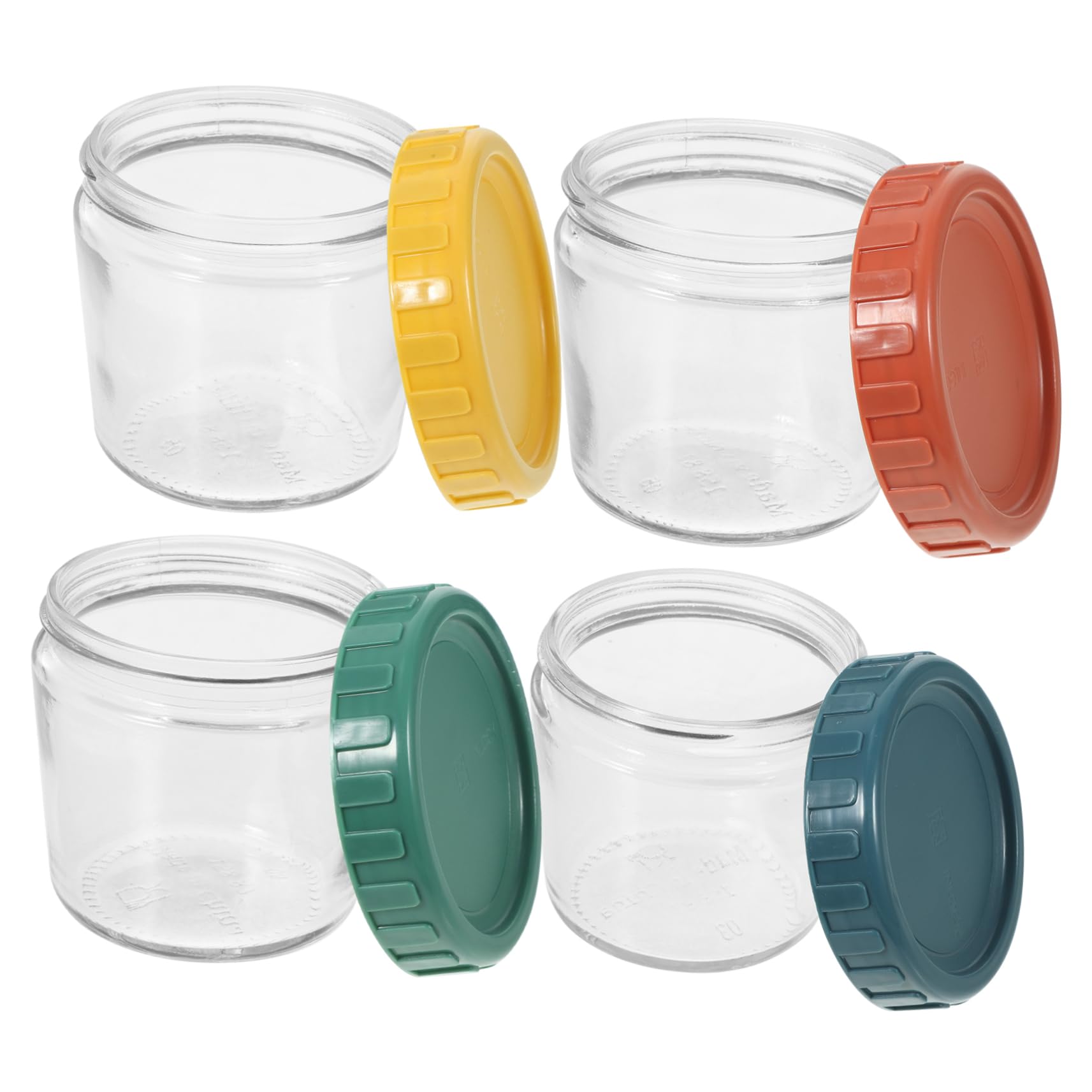 Zerodeko 4 Tarros de Vidrio Herméticos Apilables Recipientes para Alimentos Reutilizables Tapa de Silicona para Yogur y Meriendas