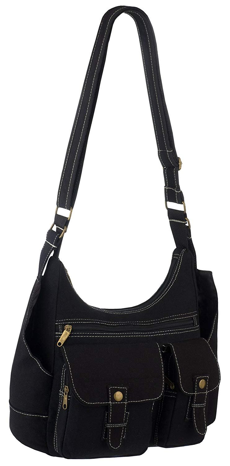 Eyecatch Womens Premium Canvas Cross Body Shoulder Bag Travel Messenger School Office Ladies Girls Multi Handbag