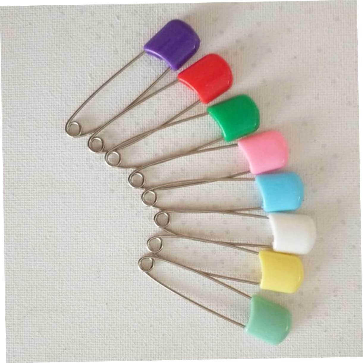 Operitacx 50pcs Plastic End Safety Pins for Cloth Diapers Accessories Stainless Steel Locking Head for Secure Use for Crafts and Household Tasks