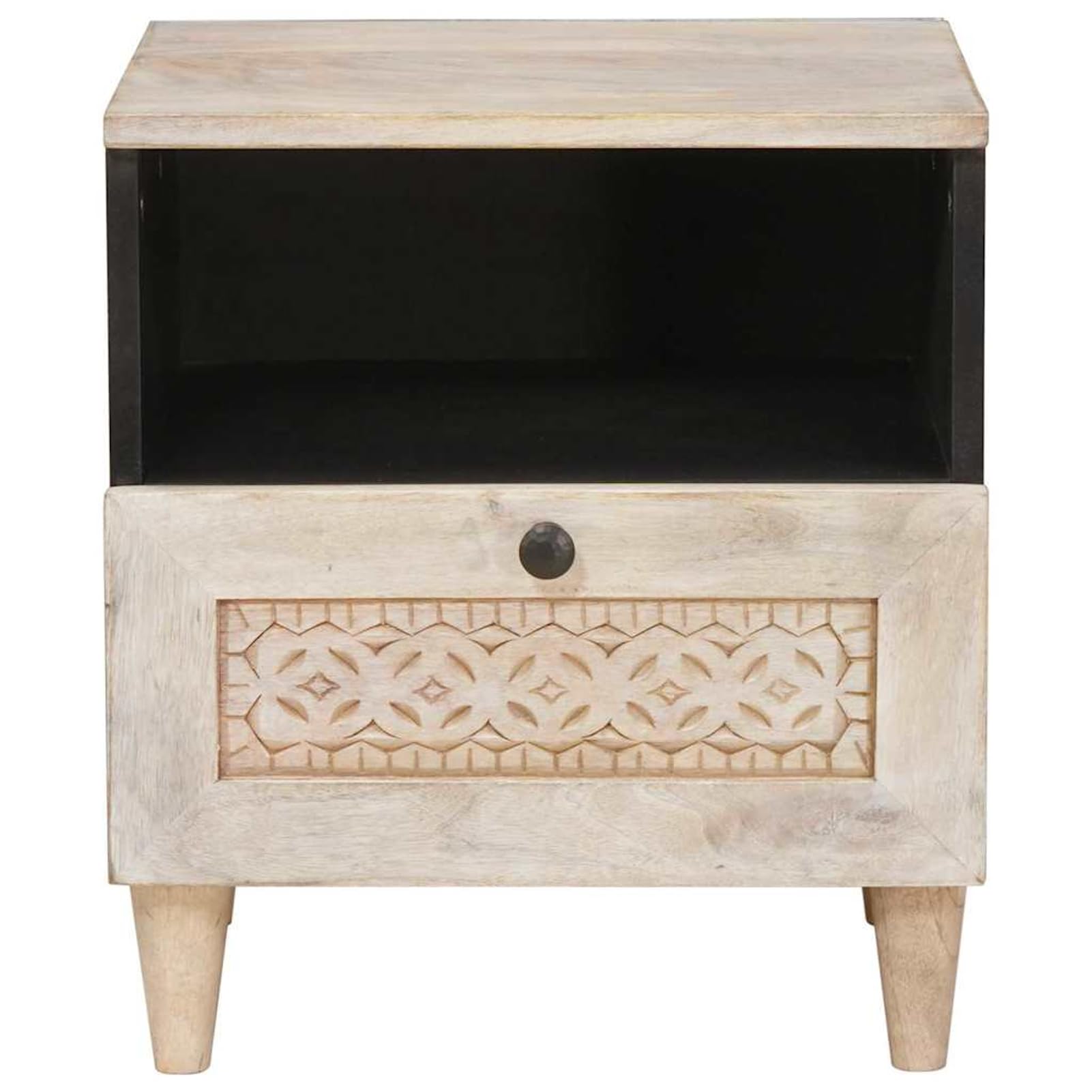 Homgoday Comodino 2 PCS Beige 40 x 33 x 46 cm Legno massello di Mango