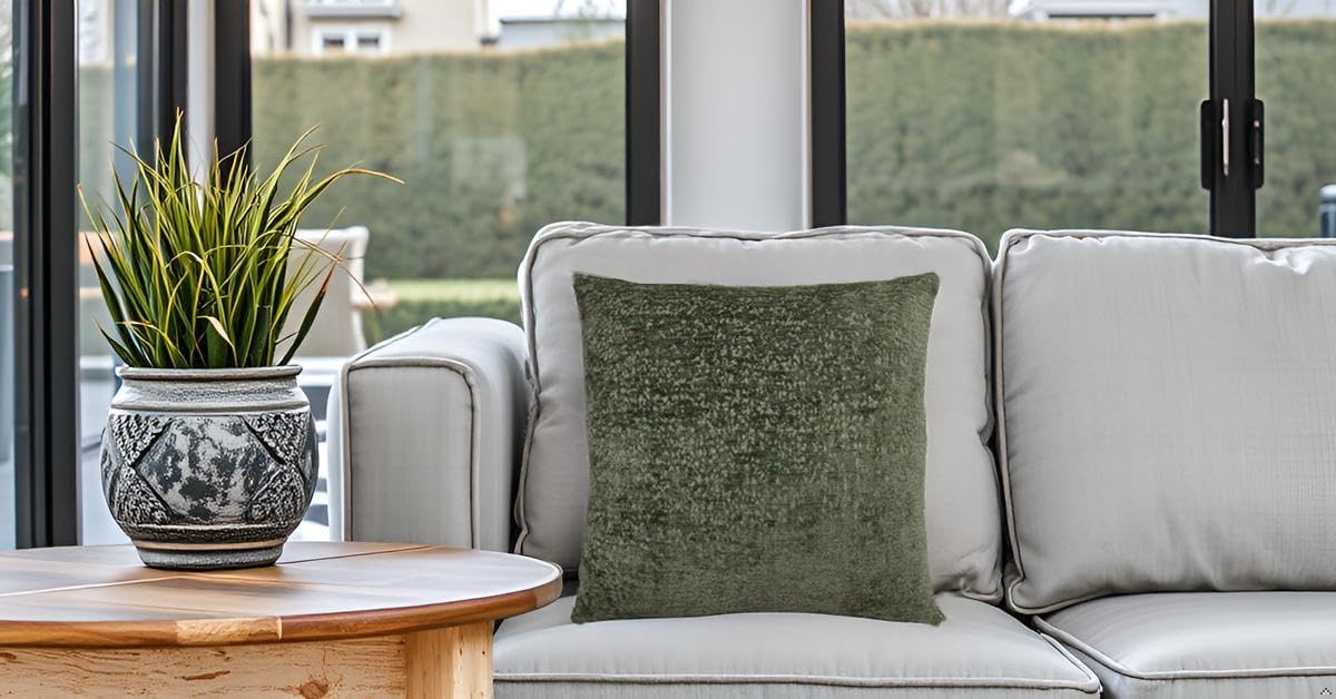 Riverbrook Home Zippered Pillow Cover with Removable Soft Angel Hair Filler, Hayden Vine - Green, 20 x 20-Inch