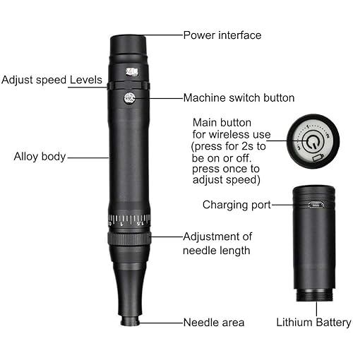 Miniatura 3 de Maquillaje permanente Rotary Máquina de tatuaje para cejas con 10 agujas para cejas labios delineadores de ojos B950b negro