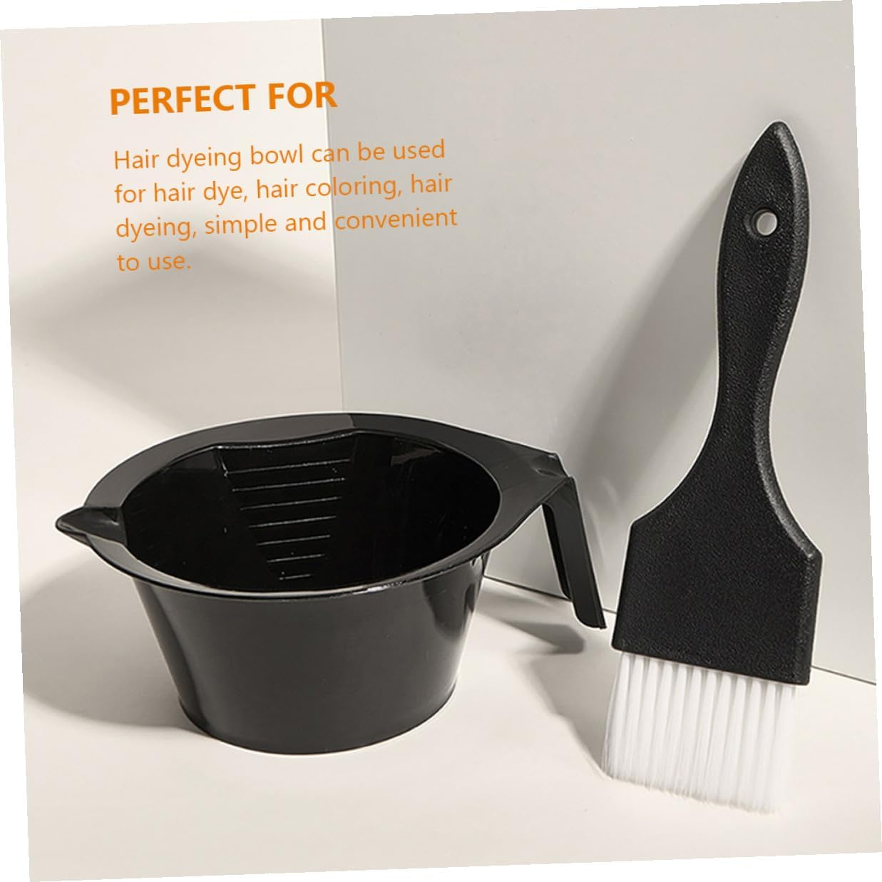 Hair Dyeing Mixing Bowl and Brush Set 2pcs Black Plastic Hair Color Mixing Bowl for Salon