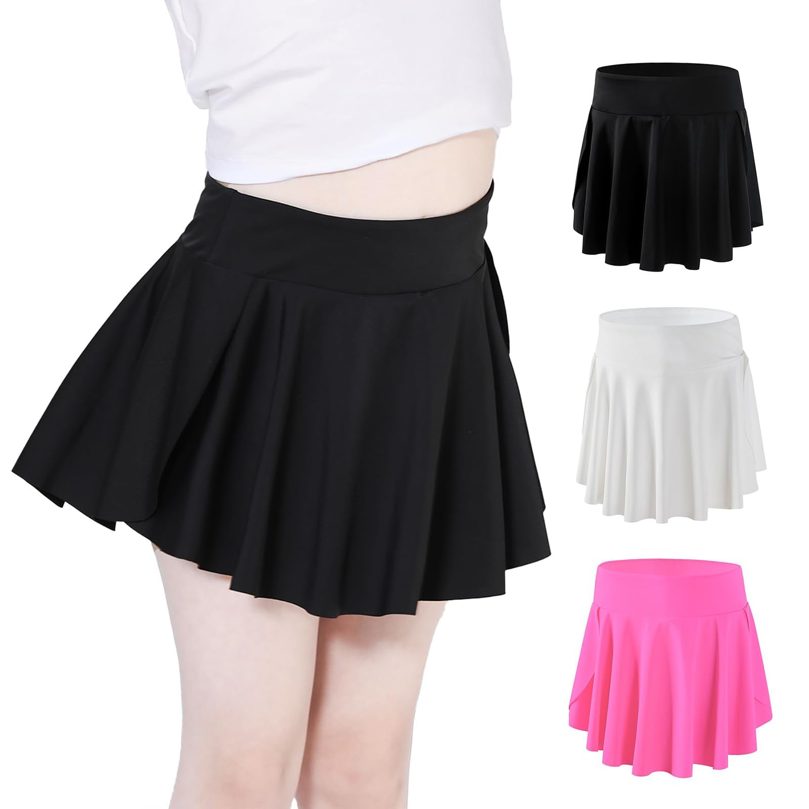 Hvididan Skort Girls, Athletic Skirts for Tennis Golf, Butterfly Flowy Shorts for Kids, Shorts with Pocket