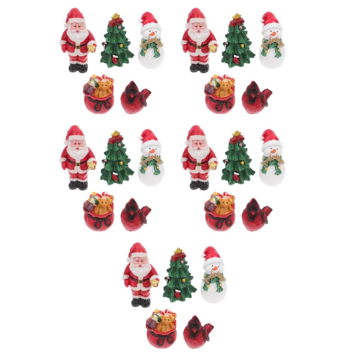 minkissy 5 Set Babbo Natale Ornamento in Resina Mini Decorazione Natalizia
