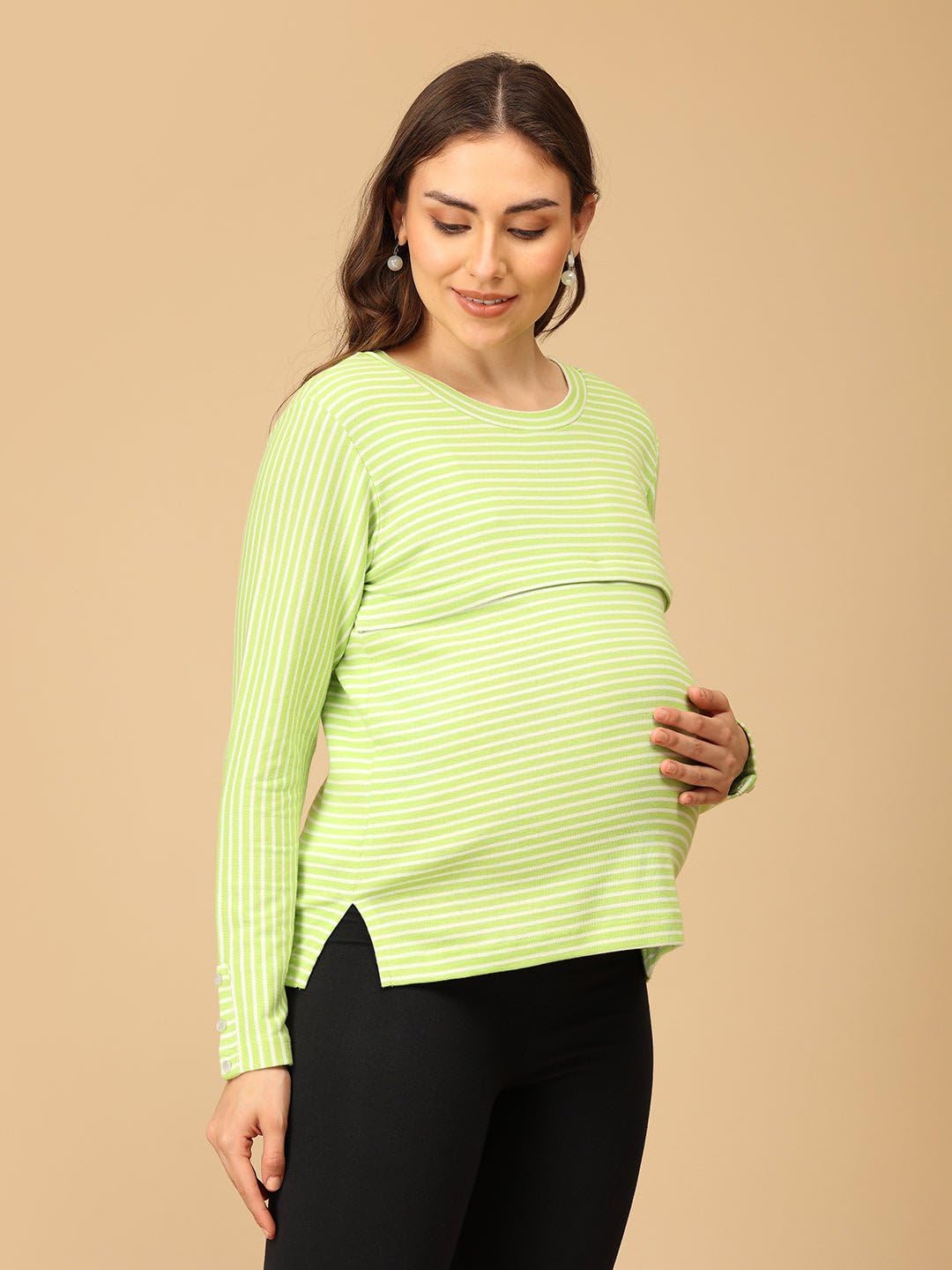 The Mom Store Maternity and Nursing Winter Wear Top | Feeding Sweatshirt for Pre and Post Pregnancy | Top | Line It Zing | M 4