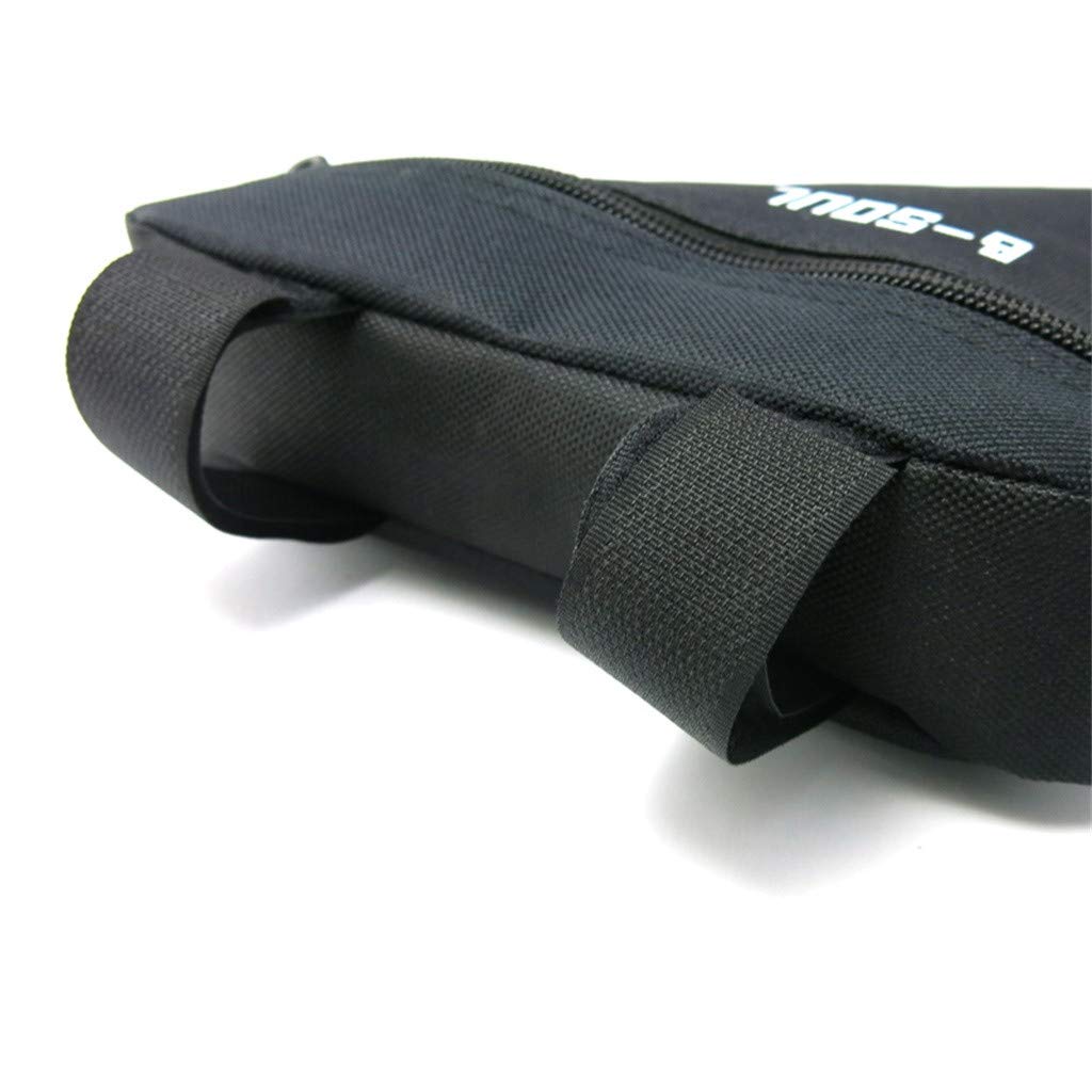 Bolsa de tubo frontal para bicicleta de montaña, bolsa de almacenamiento con rayas reflectantes, negro