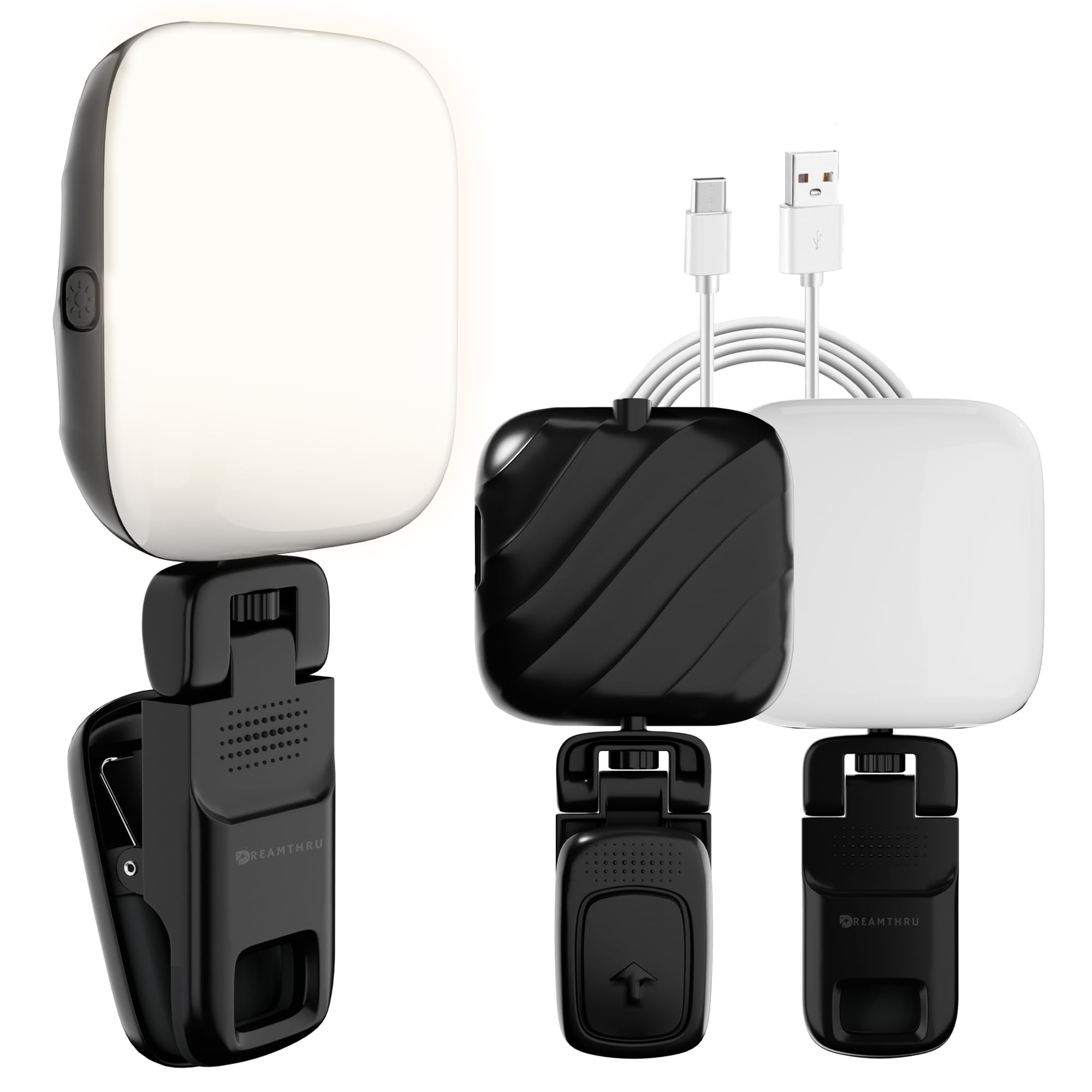 LED Video Light for Phone, Camera, Laptop, Meeting, Photography, and Lighting, with Clip & Type C Cable, Dimmable & Rechargeable for Selfie Stick Tripod, 200mAh, Black-image-43
