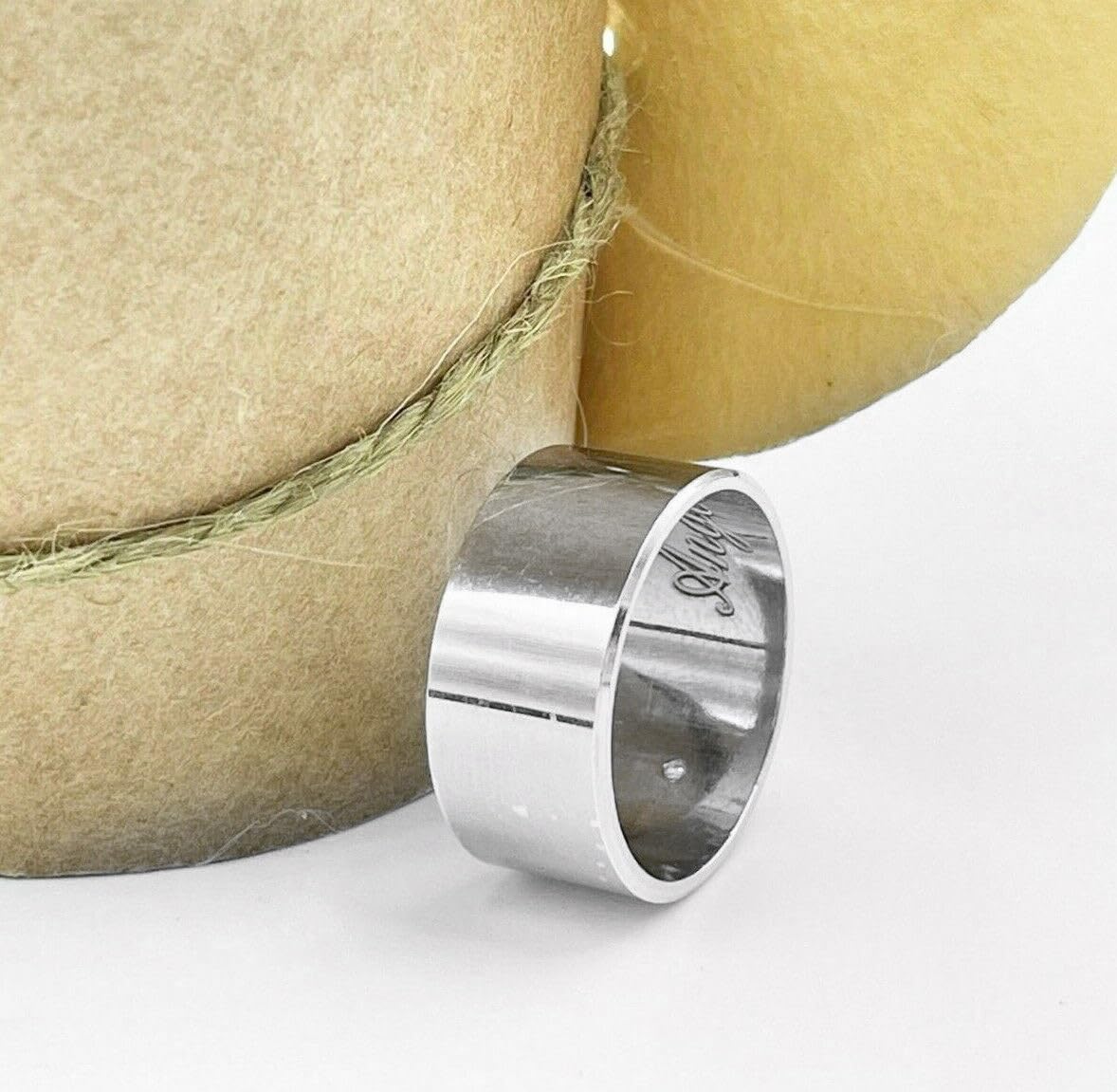 Anello a Fascia Larga Argento 925 Spesso Donna Uomo 10 mm Liscio Personalizzabile Personalizzato Incisione Made in Italy