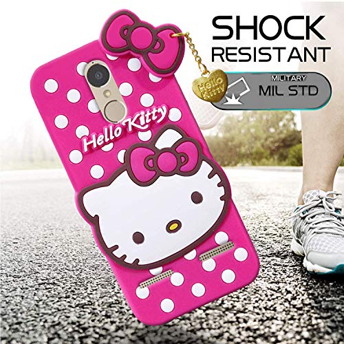 Image of Unirock Hello Kitty Back Case Cover for Lenovo K6 Power| 3D Cute Hello Kitty Case |Soft Silicone Rubber Back Cover with Pendant Kitty Cover for Lenovo K6 Power (Pink)