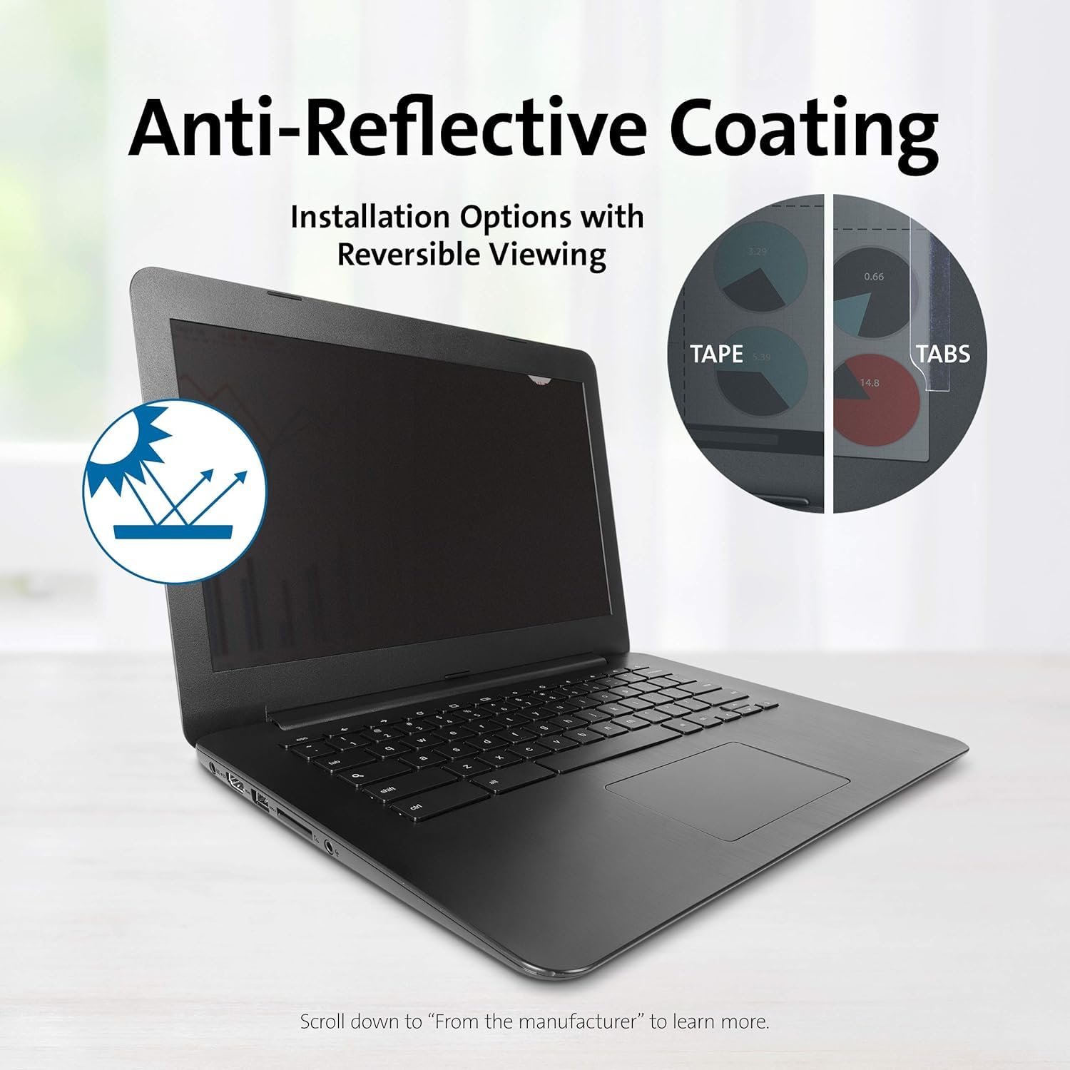 Kensington Pantalla de privacidad para laptop de 14 pulgadas, filtro de privacidad para pantalla de laptop 16:10, antirreflejos, reducción de rayos azules, compatible con