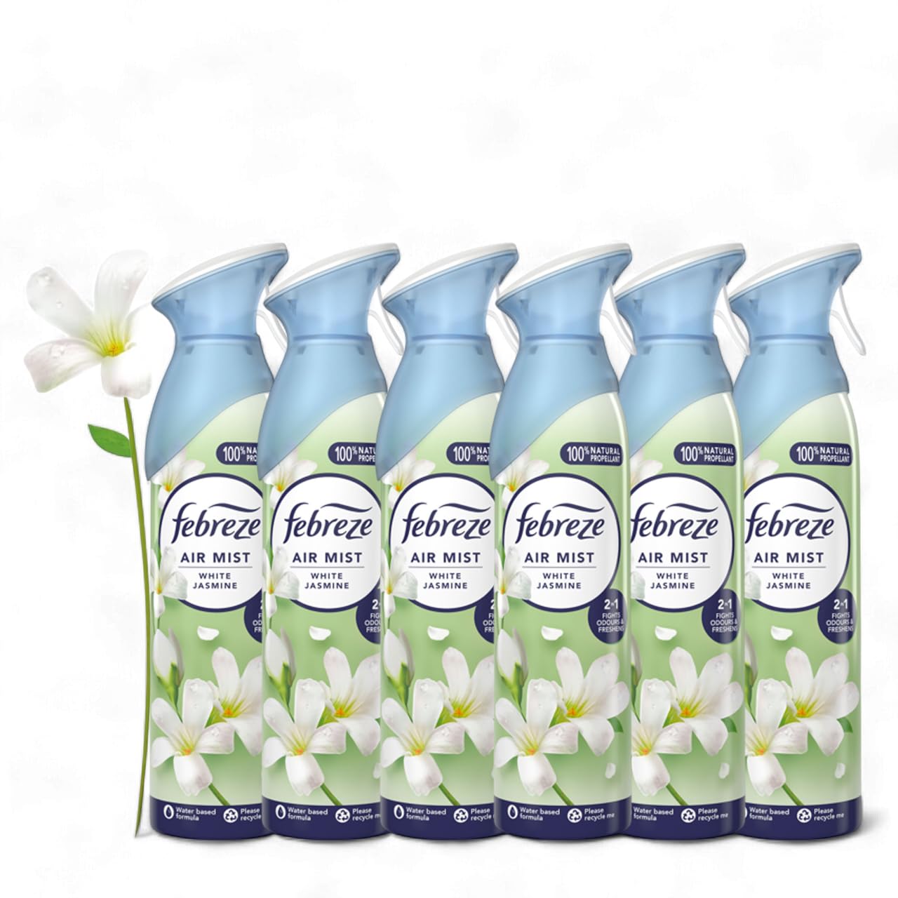 Febreze Air Mist Air Freshener Spray bundle - 6 x WHITE JASMINE 185ml - Home, Room, Office bulk buy, Bathroom Air Freshener