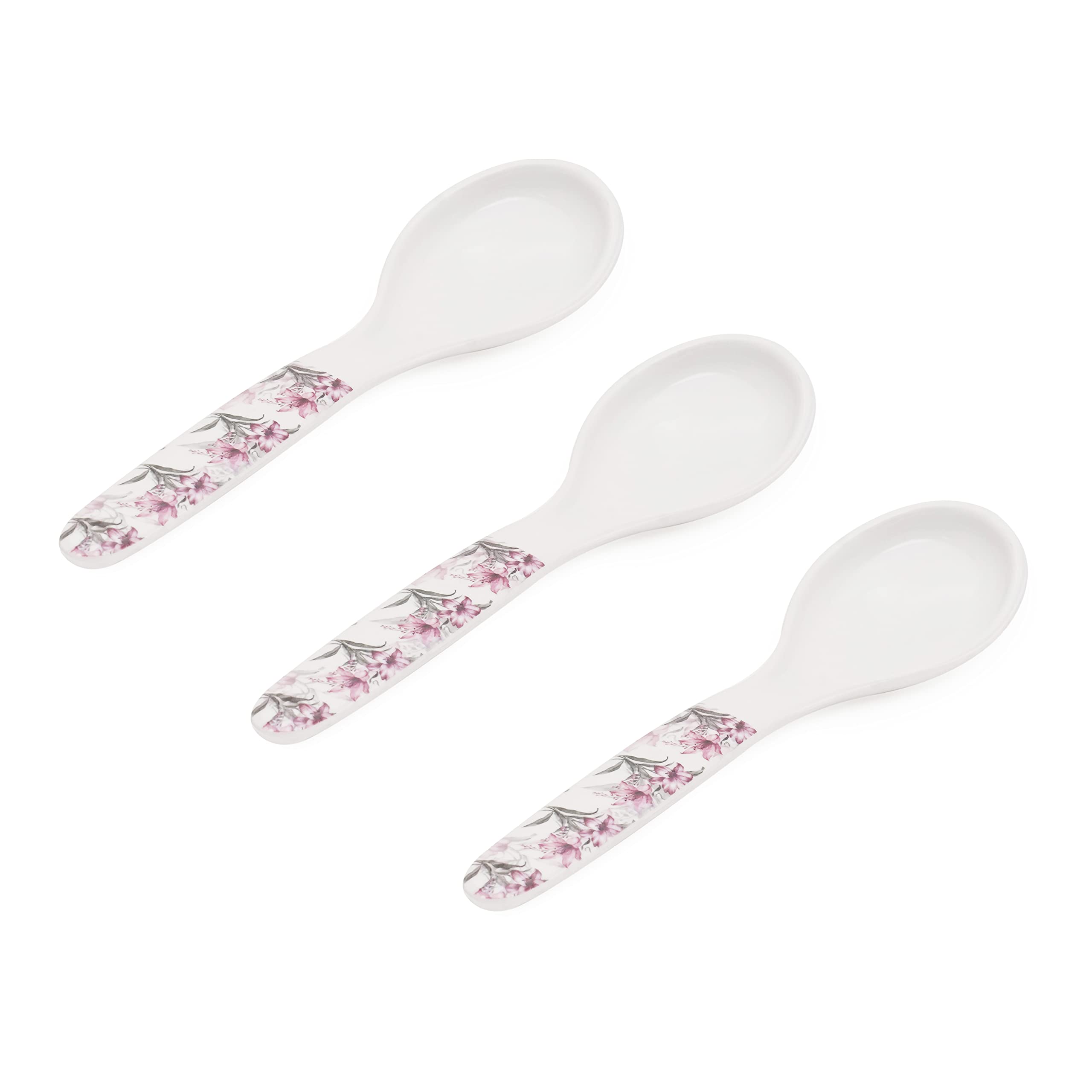 Bataniya Melamine Serving Spoon Set of 3 Piece, Pink Floral
