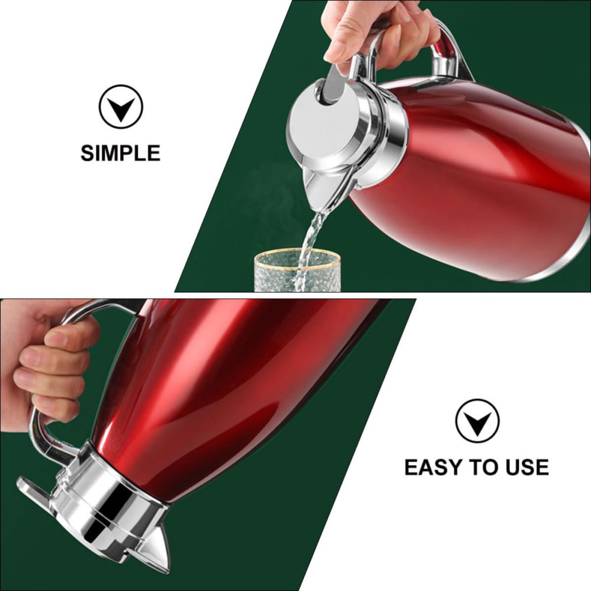 TOYANDONA Bouteille D'eau Isotherme et Grosse Capacité 2,3l en Acier Inoxydable Poignée, Double Paroi Isolante Facile à Utiliser pour Maison et Bureau