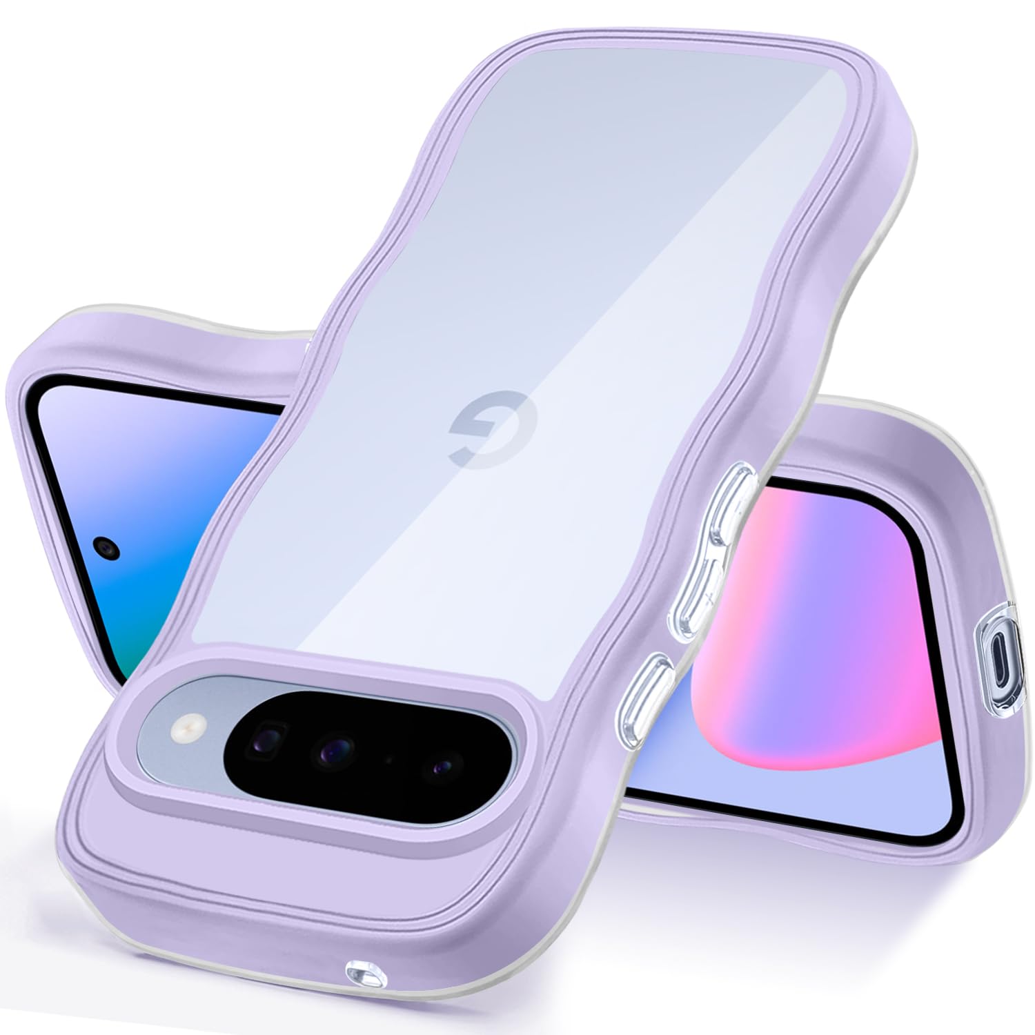 Pixel 10/Pixel 10 Pro ケース クリア 波型 うねうね かわいい 超軽量 耐衝撃 ストラップホール付き おしゃれ ウェーブ カバー グーグル ピクセル10/10 Pro スマホケース とうめい 透明（ローズピンク）