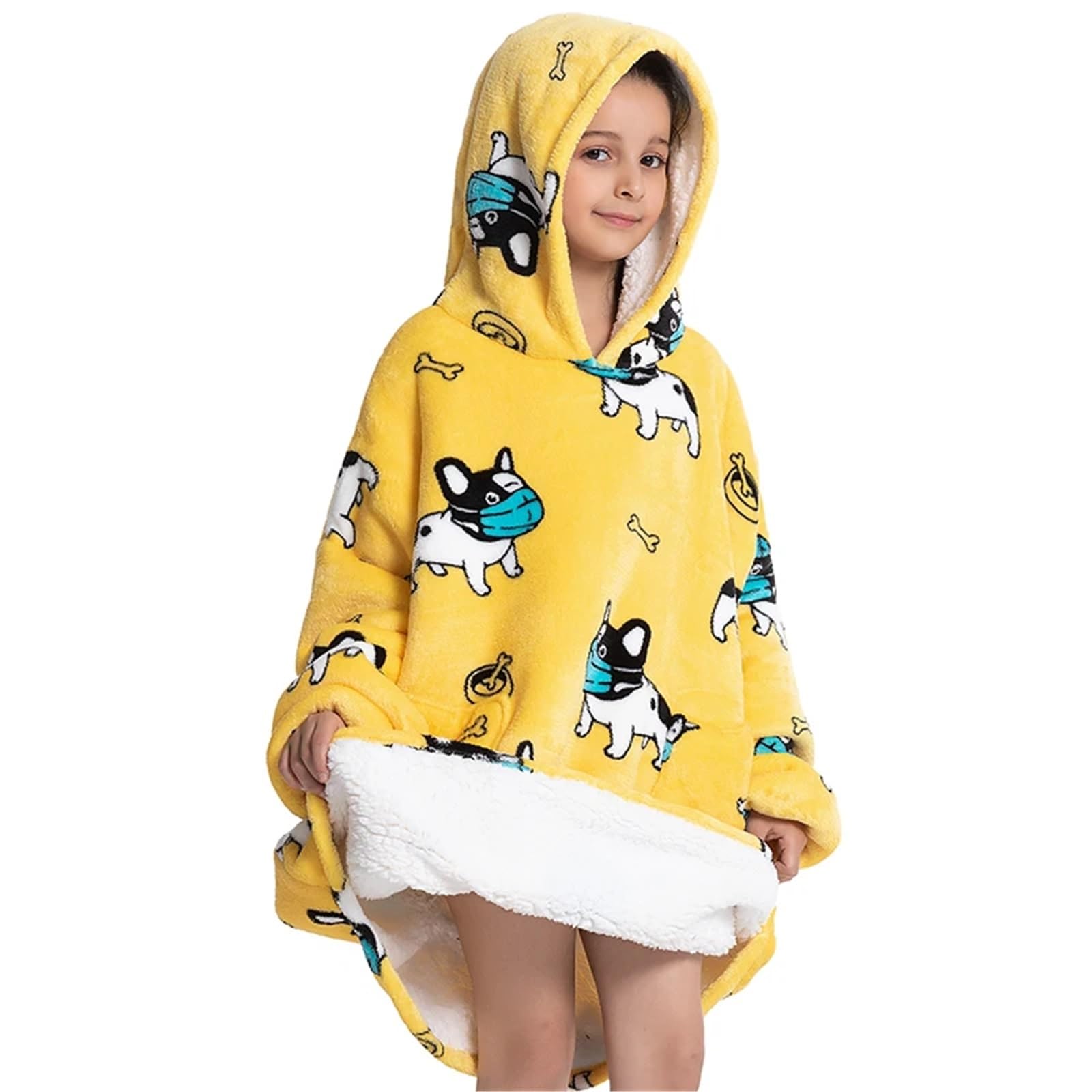 Coperta Pile Felpa con cappuccio oversize Wearale in flanella, pile Sherpa, calda e morbida, invernale, for bambini adulti, for coccolarsi in casa