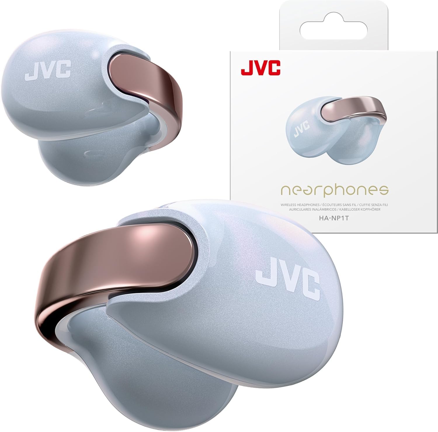 JVC nearphones Earcuff style Wireless earphones with shiny arch