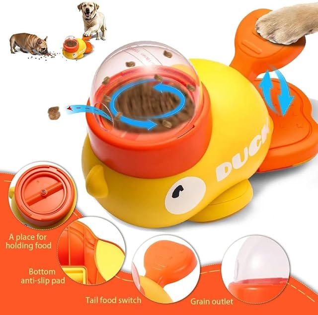 Foto 2 de 6 de Alimentador Lento para Perros con Forma de Pato, 2 en 1, Juguete de Inteligencia para Perros, Comedero Lento