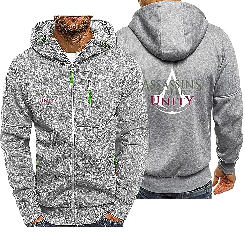CLMETHE Sweat-shirts à fermeture éclair complète pour hommes pour Assassin Sweats à capuche Pull à capuche Pull à manches longues Vestes avec poches...