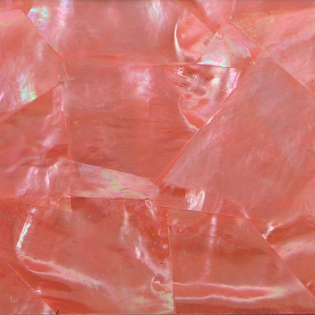 Mother of Pearl Shell Inlay Veneer for DIY or Professional Inlay Embellishments - Sustainable New Zealand Pink Quartz- with 3M Double Sided Tape Backing - 9.45"X2.75"