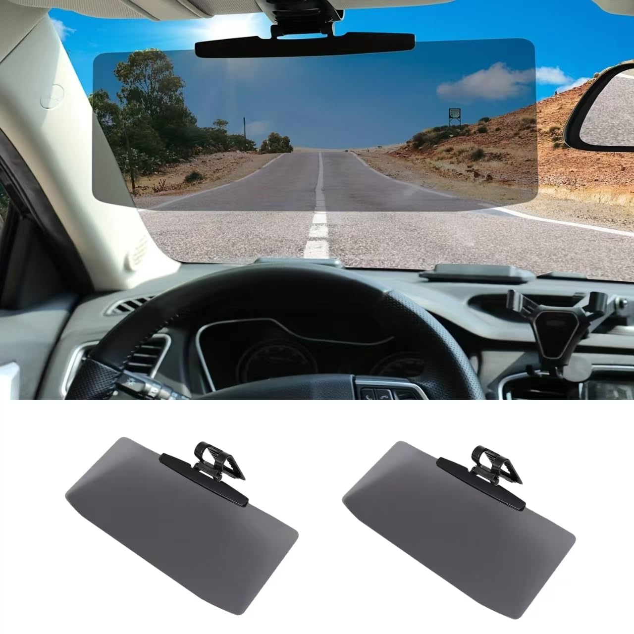 Woniyal Car Sun Visor Extender for DS 4 DS5 DS7 DS9, Windscreen Sunshade Driving Day Night Vision Blocker Anti-Glare Interior Extension Accessories,2