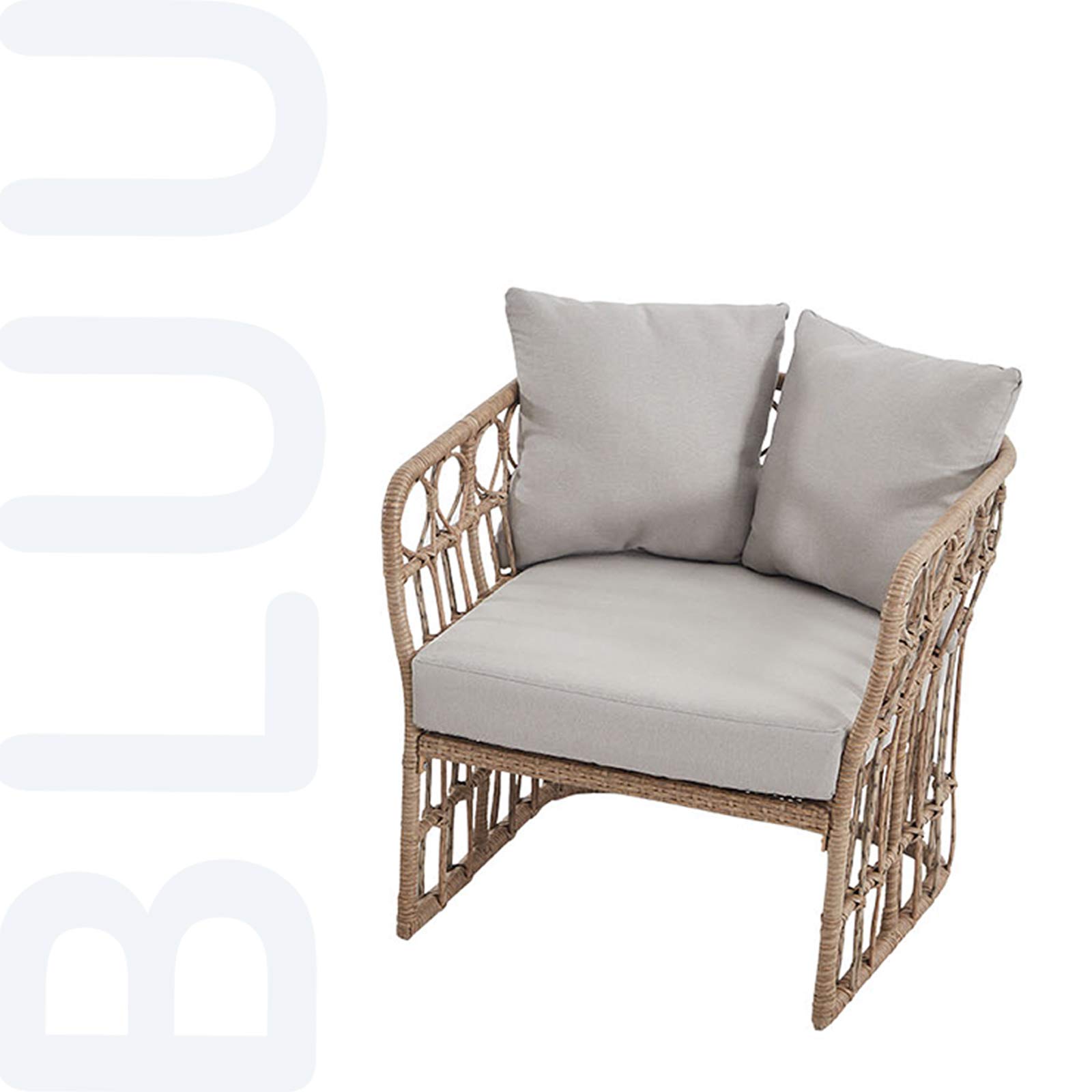 BLUU Rattan Chair in Aluminum Classic Patio Furniture Wicker Conversation Bistro Set/Water Rust & Ag