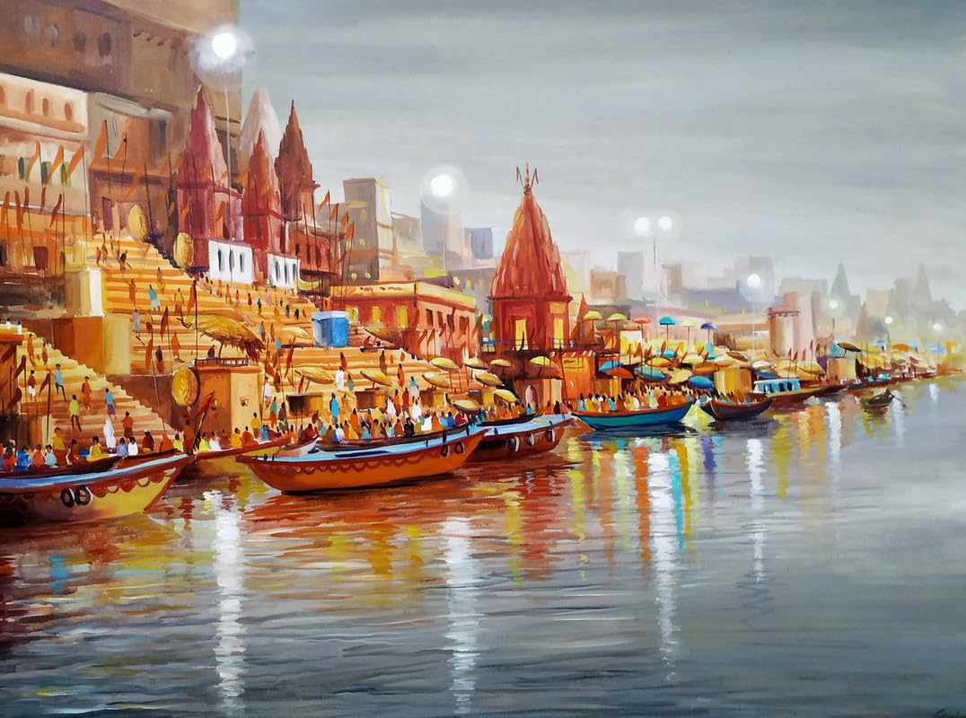TREXEE Evening Varanasi Ghat DIY Acrylic Paint by Numbers Kit for Adults Kids Beginner Number Painting Kit Painting Acrylic Oil Painting Wall Decoration Kashi Ghat Painting (16x20 INCHES)(No Frame) (B0CXDWQZCK) Amazon Price History, Amazon Price Tracker