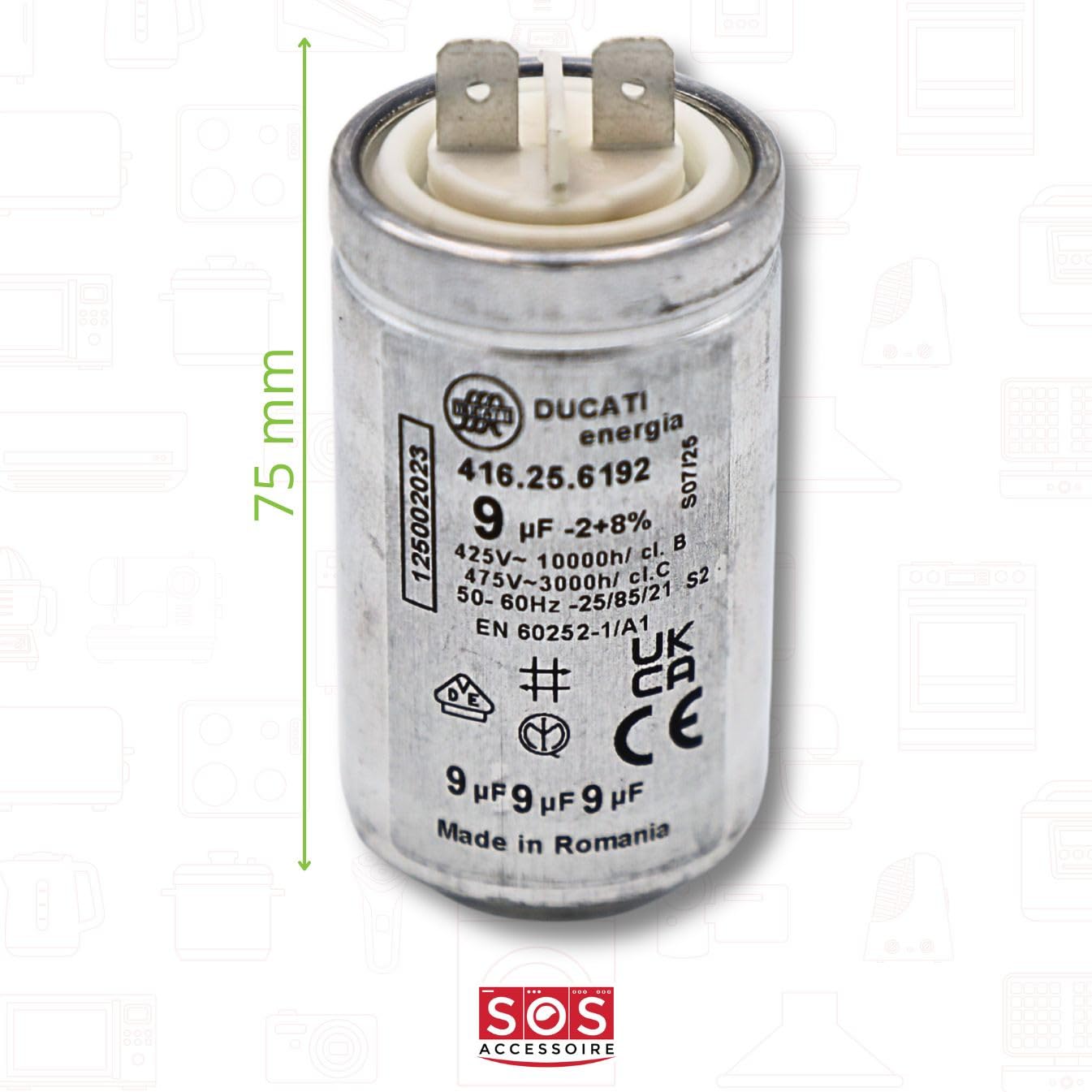 SOS Accessoire Condensatore 7MF Per Asciugatrice – Ricambio Per CANDY, HOOVER, ELECTROLUX, AEG, ARISTON - 6