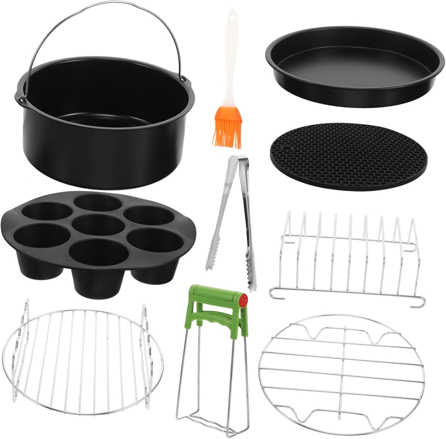 9pcs Air Fryer Accessories Set with Non-stick Bakeware for Cakes Pies and More Kitchen Baking Kit Compatible with Fryers