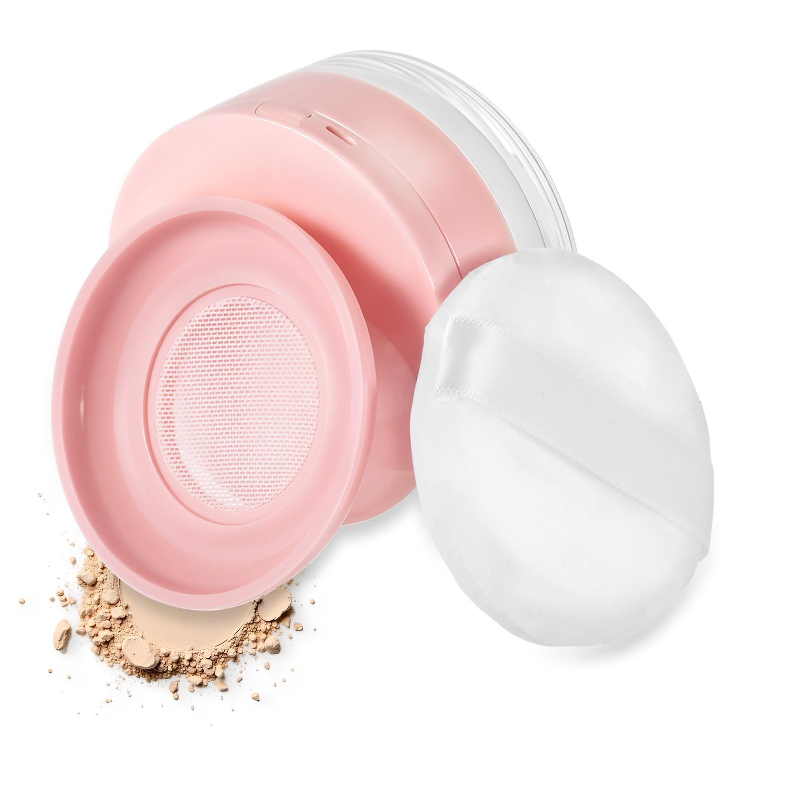 Qianyu Luźny pojemnik na puder z pudru wielokrotnego użytku, pusty futerał na puder, przenośna kompaktowa obudowa, pojemność 20 ml, narzędzie do makijażu do wielokrotnego napełniania, z lustrem i