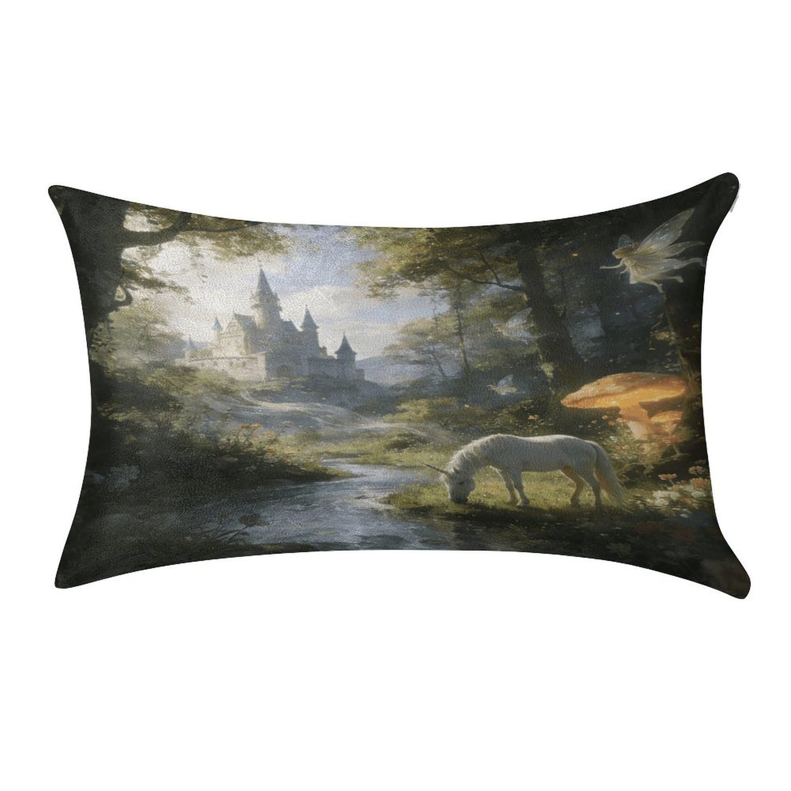 Fodpand Style Forest Fairy Castle Pillowcase,Elegant Designed Home Decor,Velvet Pillowcase,Soft And Cozy,Pillow Case Cover With Hidden Zipper For Bedroom, Sofa, Couch