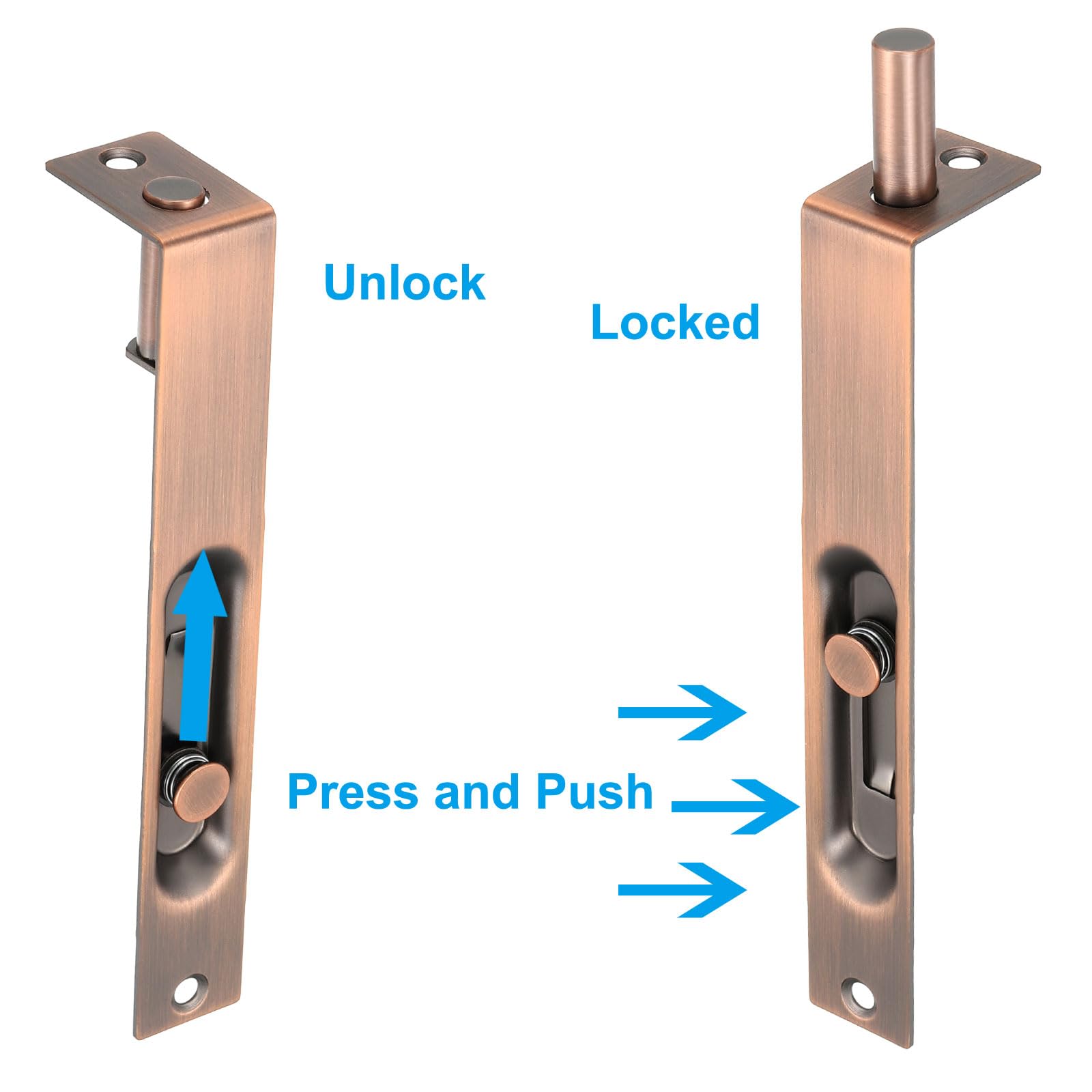 PATIKIL Flush Bolt 6" x 0.87" - Image 4