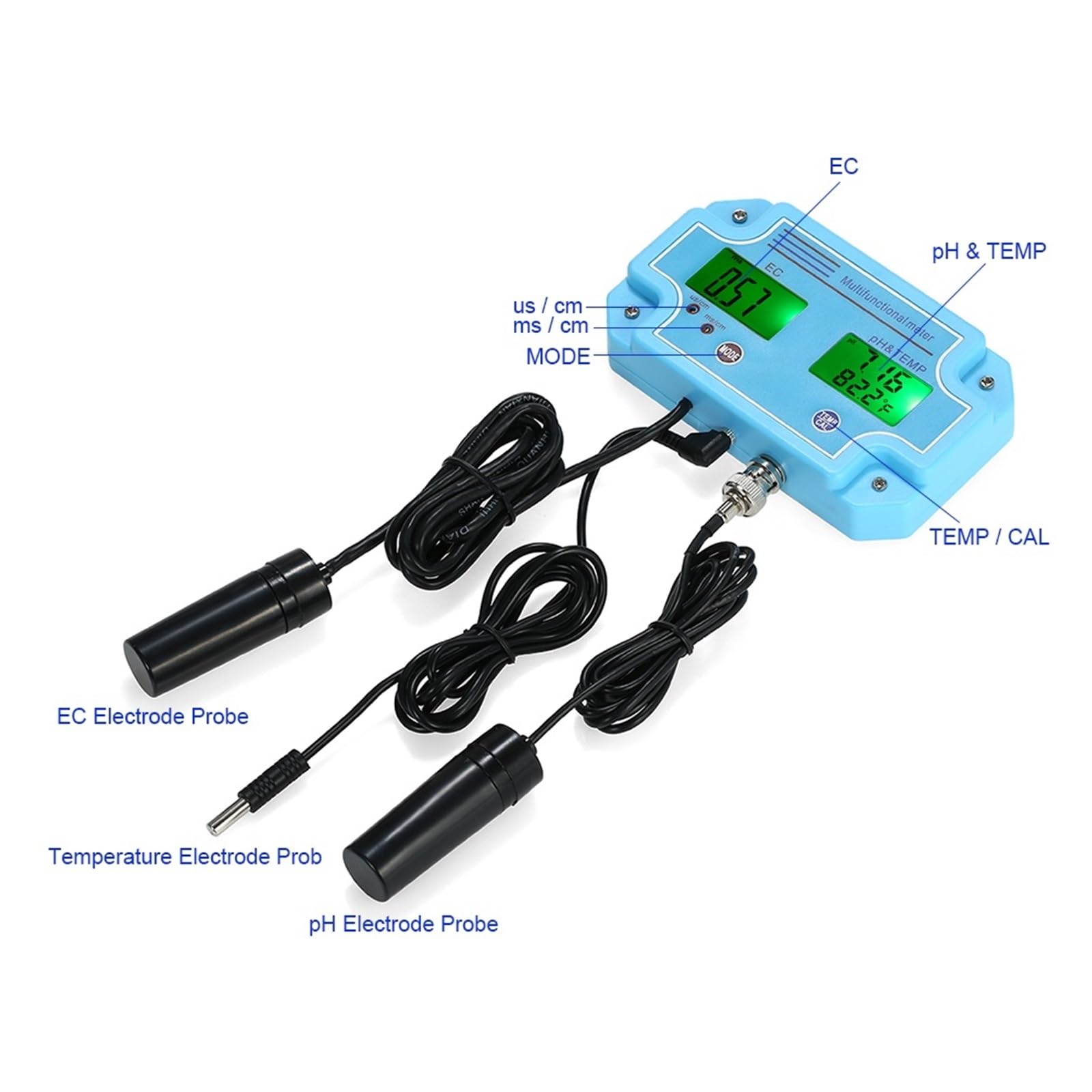 Miernik PH/EC/TEMP 3w1 Detektor Wody Cyfrowy LCD Tri Wielofunkcyjny Monitor Jakości Wieloparametrowy Tester Szybkie I DokłAdne Wykrywanie