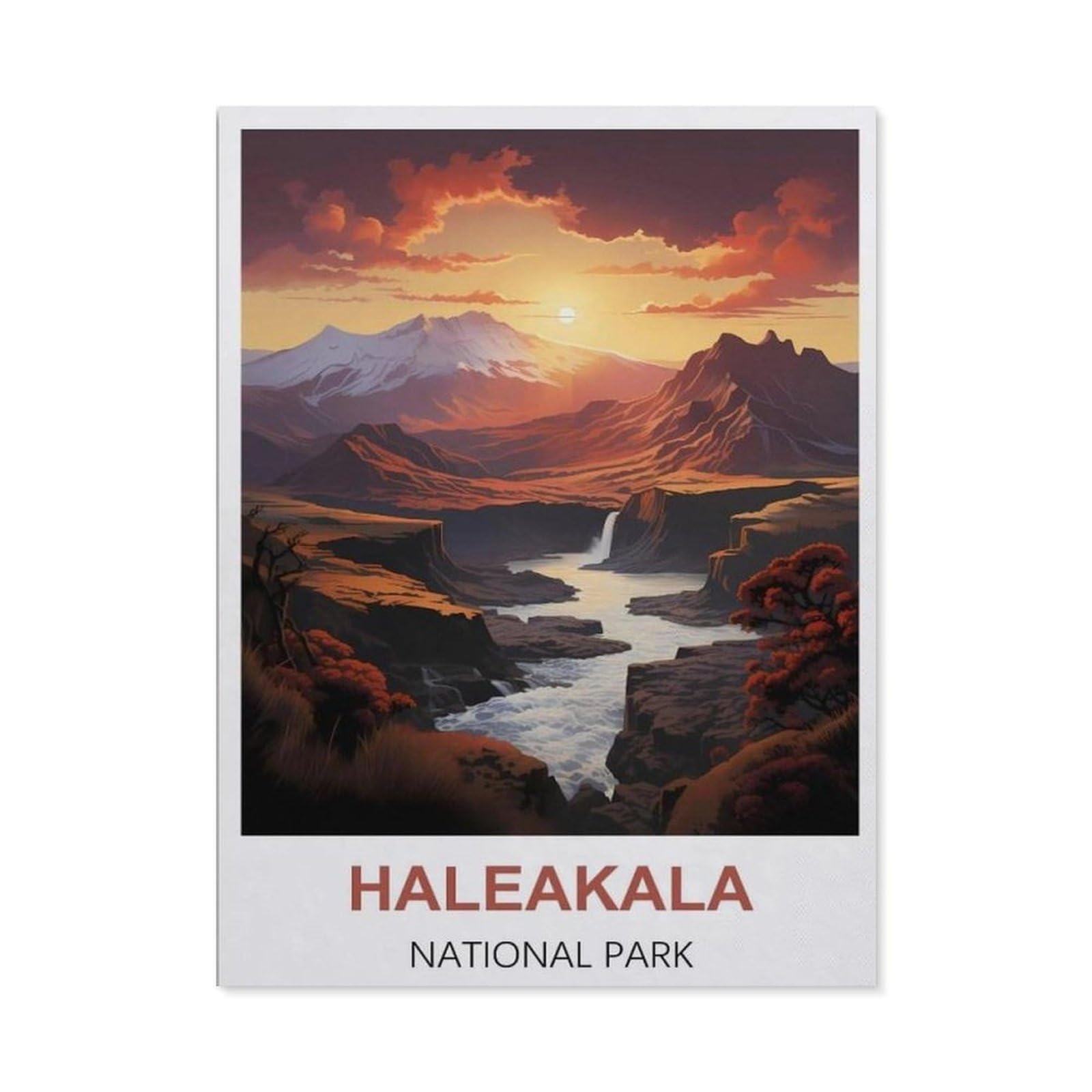 BEAYODKP Haleakala National Park Vintage Travel Posters，Diamond Art Kits for Adults and Kids, Full Drill Round Rhinestone Paint with Diamonds（30 x 40 cm/11.81 x 15.74 inches）-CA21
