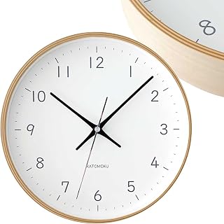 KATOMOKU plywood clock 22 ブラック km-121BKRC 掛け時計 連続秒針 直径25.2cm (電波時計)