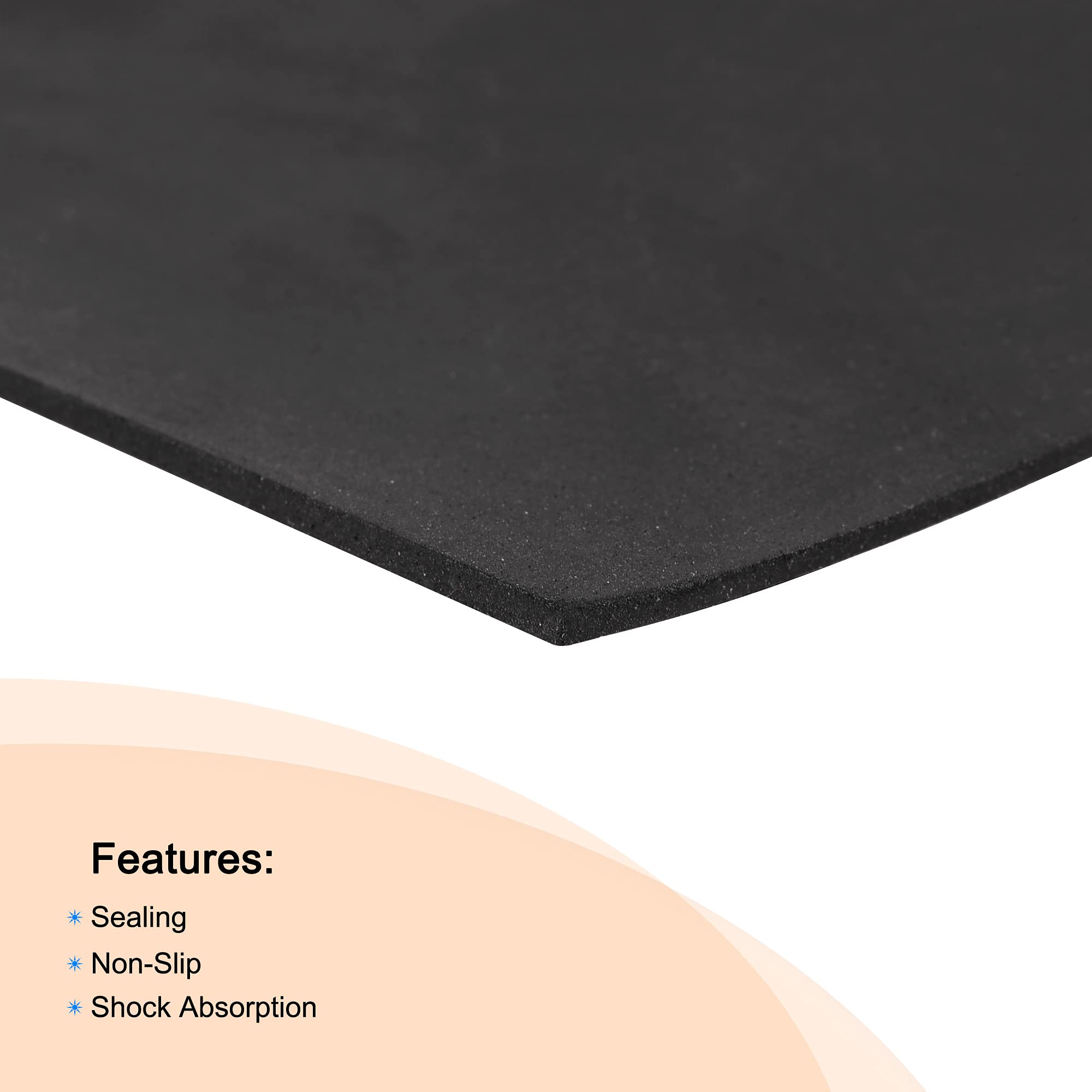 sourcing map NBR Goma Lámina Impactos Absorción Junta 6x6 Pulgadas 0.05 Pulgadas Negro para Antideslizante Puerta Sellado Tira, Muebles, Pisos